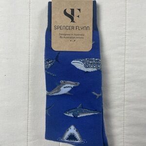 Spencer Flynn Men's Blue Shark Print Socks